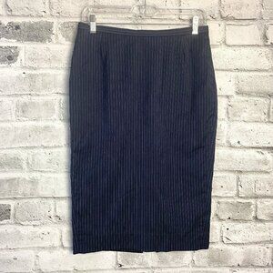 Vintage 90s Holt Renfrew Navy Pinstripe Straight Pencil Skirt